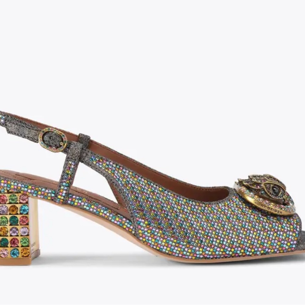 Kurt Geiger Multicolor Embellished Slingback Heels shoes.